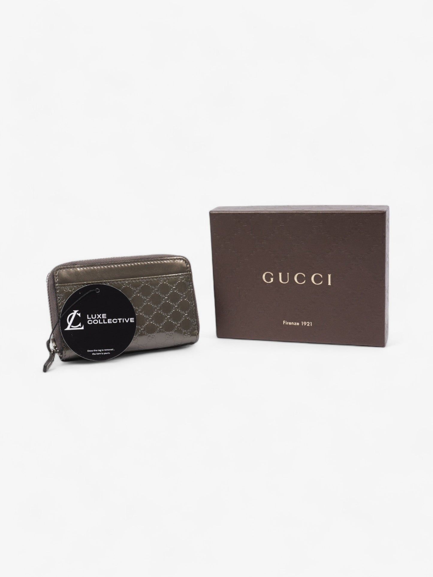 Gucci Microguccissima Compact Wallet Grey Patent Leather