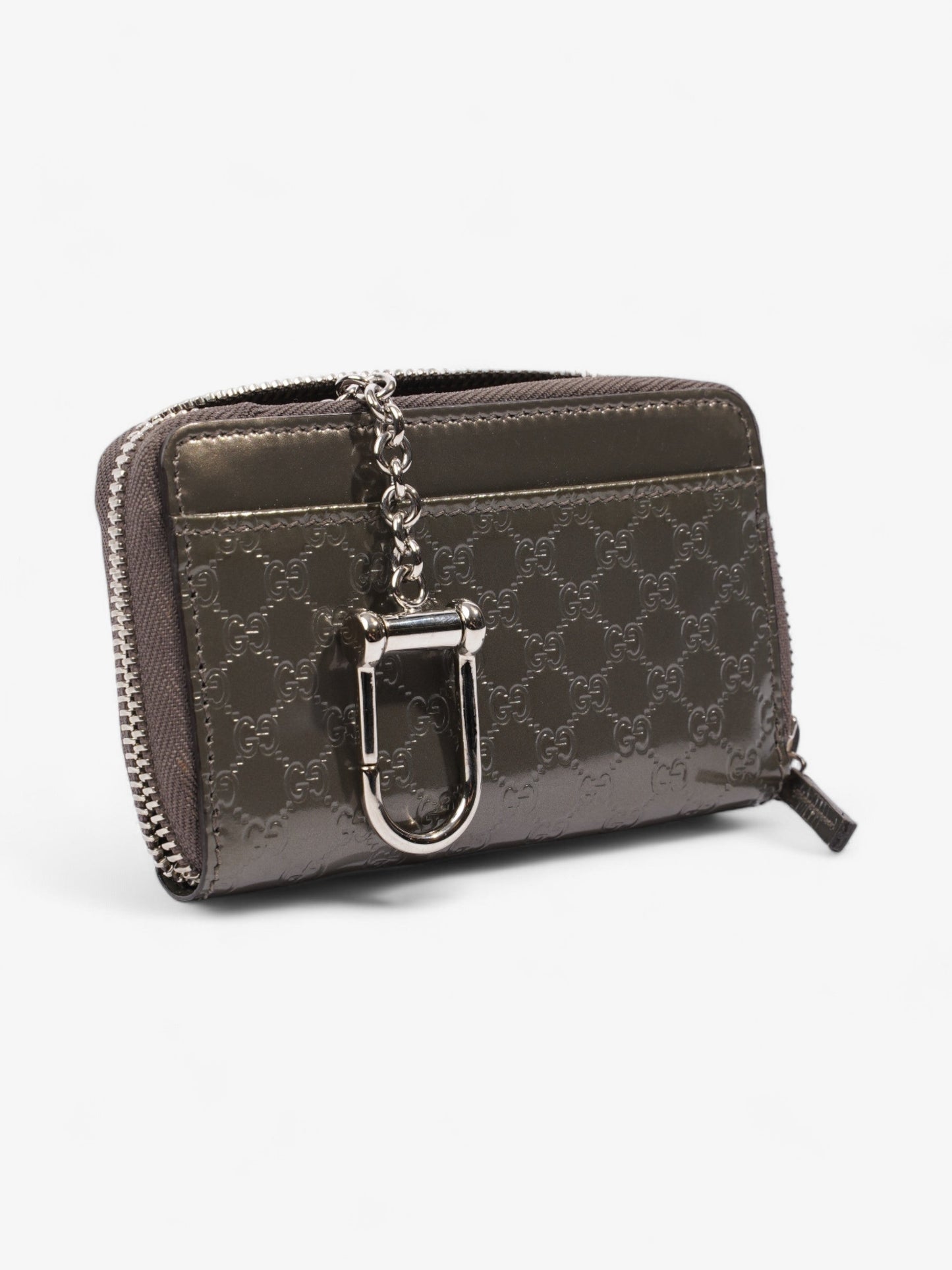 Gucci Microguccissima Compact Wallet Grey Patent Leather