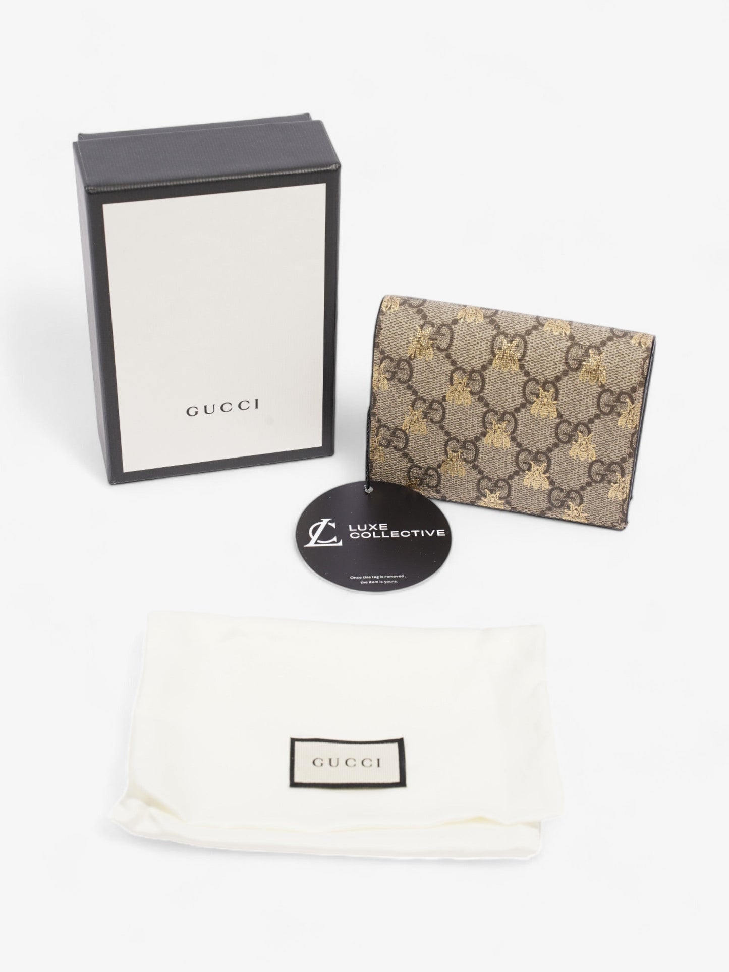 Gucci Card Case Wallet GG Supreme Bee Coated Canvas