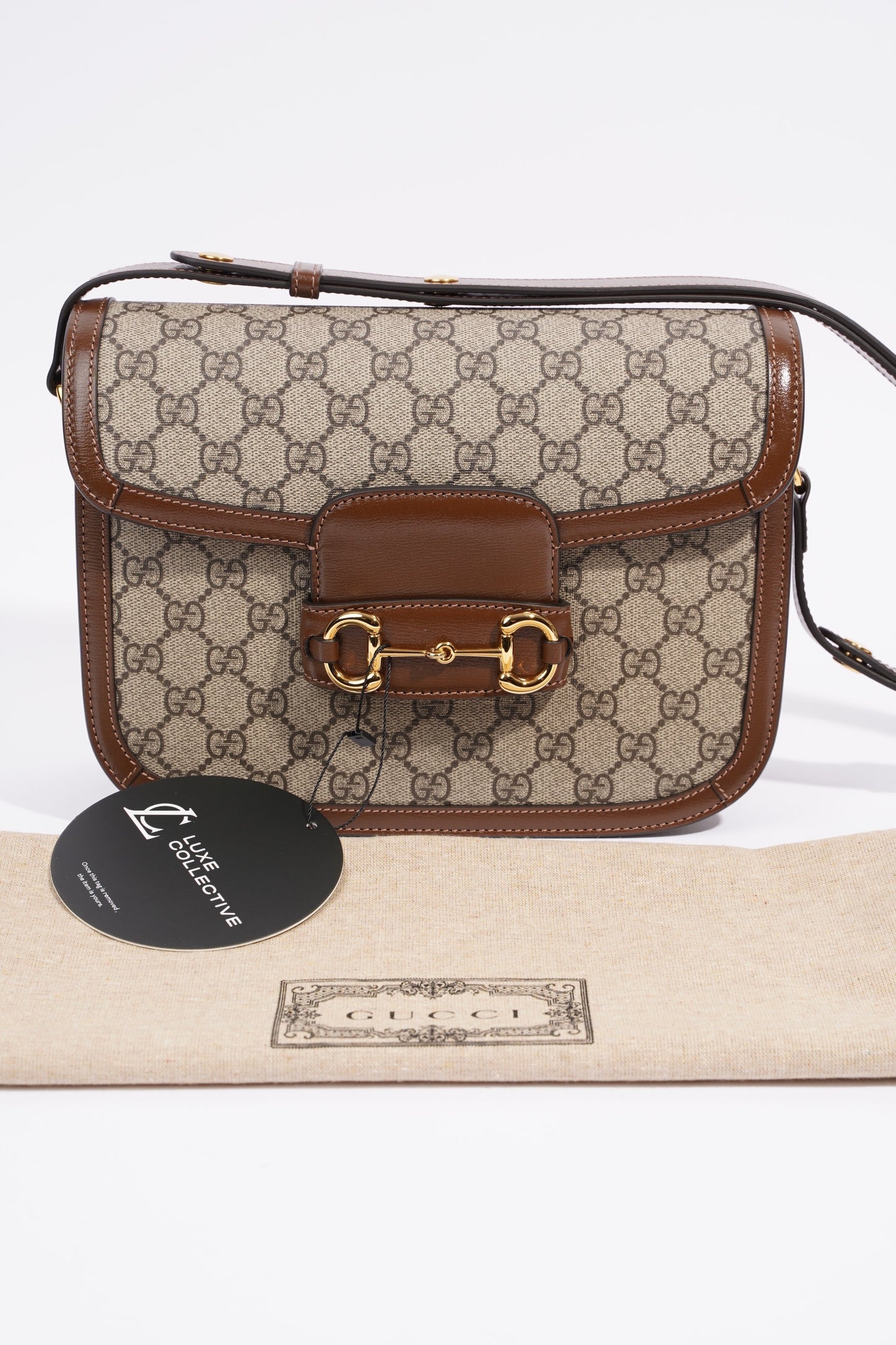 Gucci Horsebit 1955 Shoulder Bag Supreme / Brown Coated Canvas