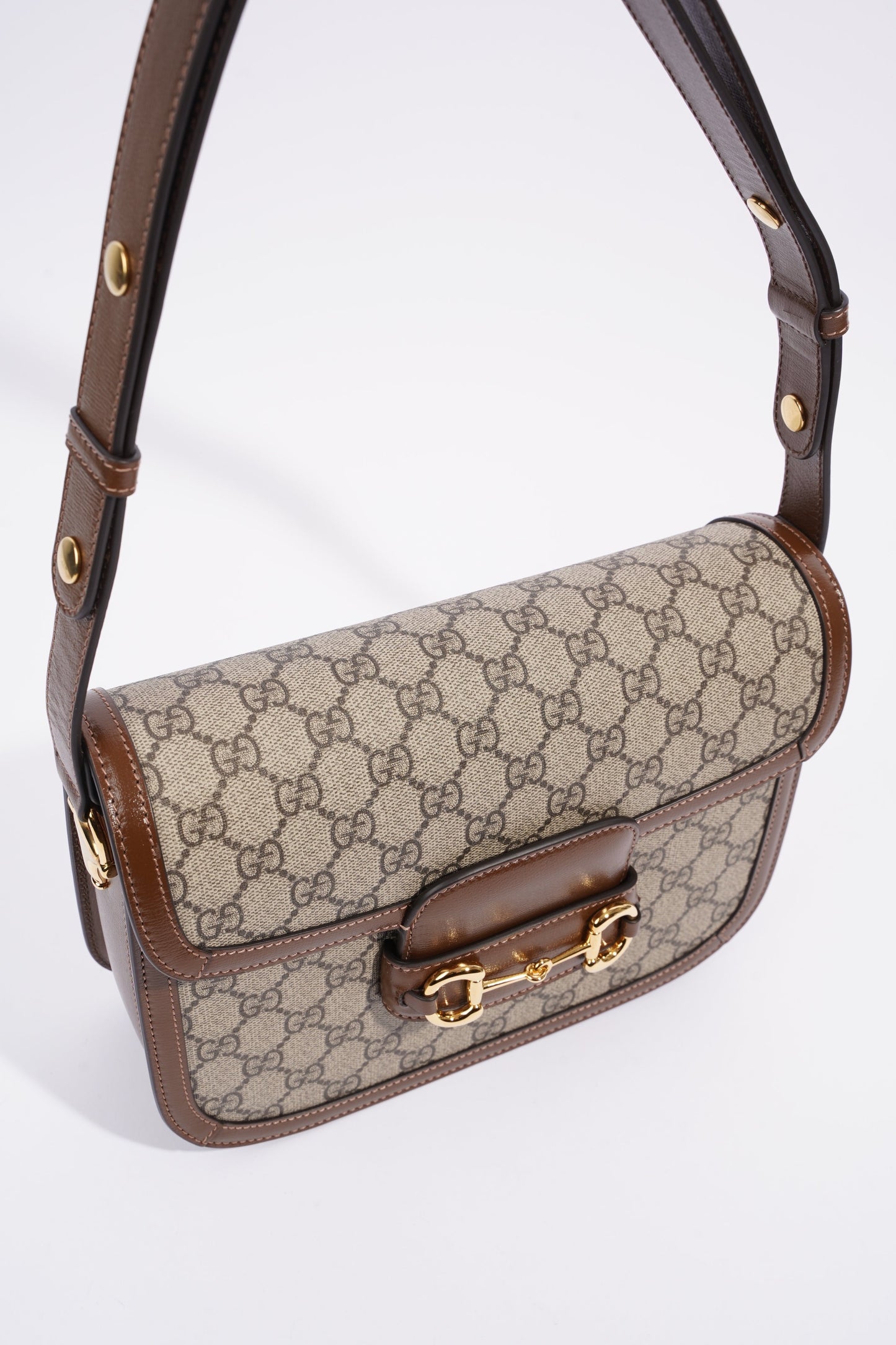 Gucci Horsebit 1955 Shoulder Bag Supreme / Brown Coated Canvas