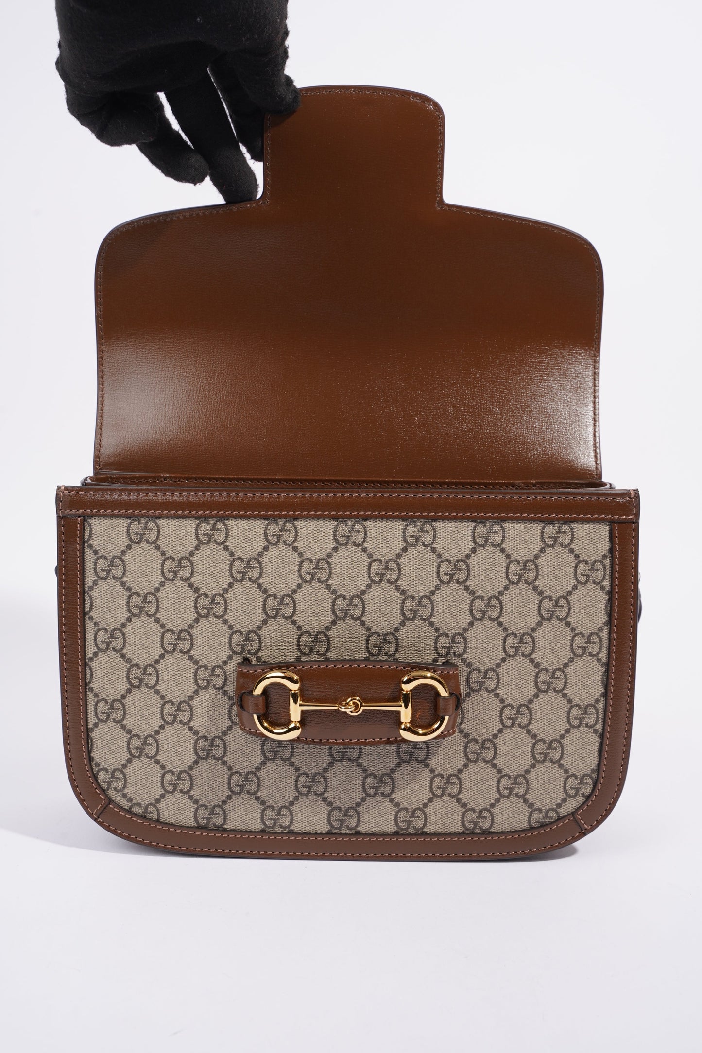 Gucci Horsebit 1955 Shoulder Bag Supreme / Brown Coated Canvas