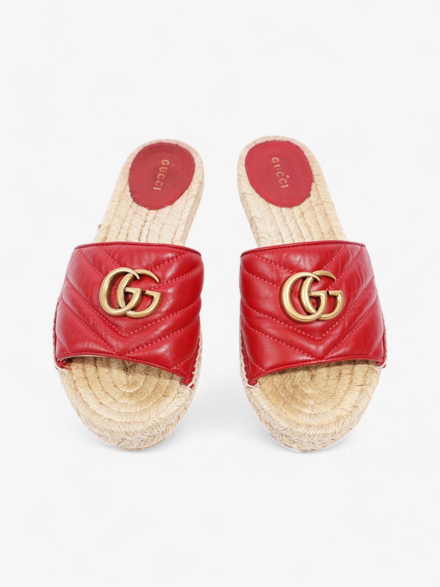 Gucci GG Marmont Espadrilles Red Leather EU 38 UK 5