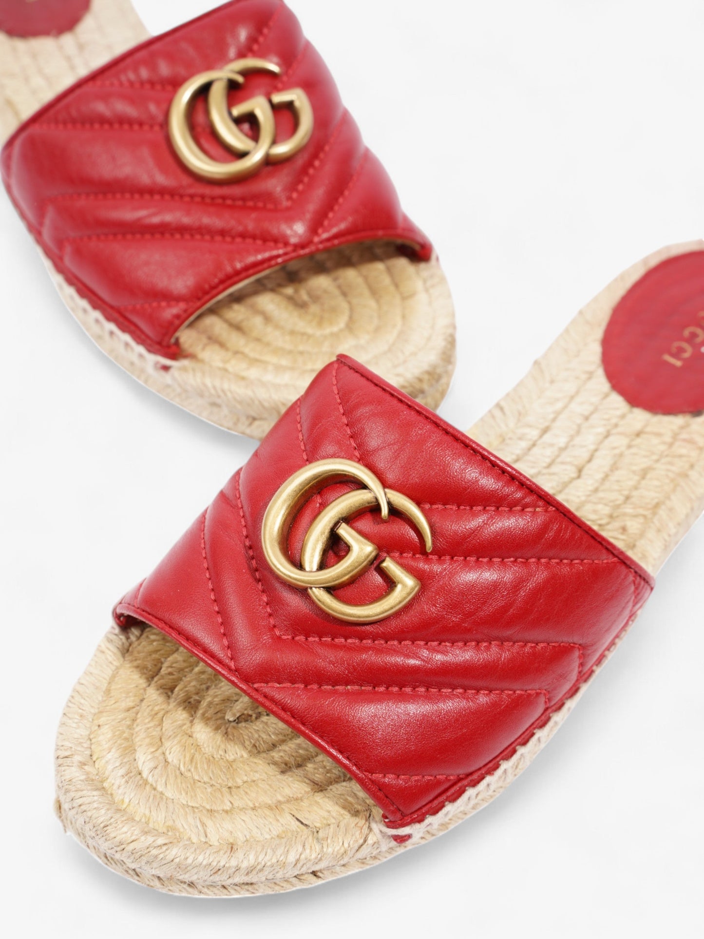 Gucci GG Marmont Espadrilles Red Leather EU 38 UK 5