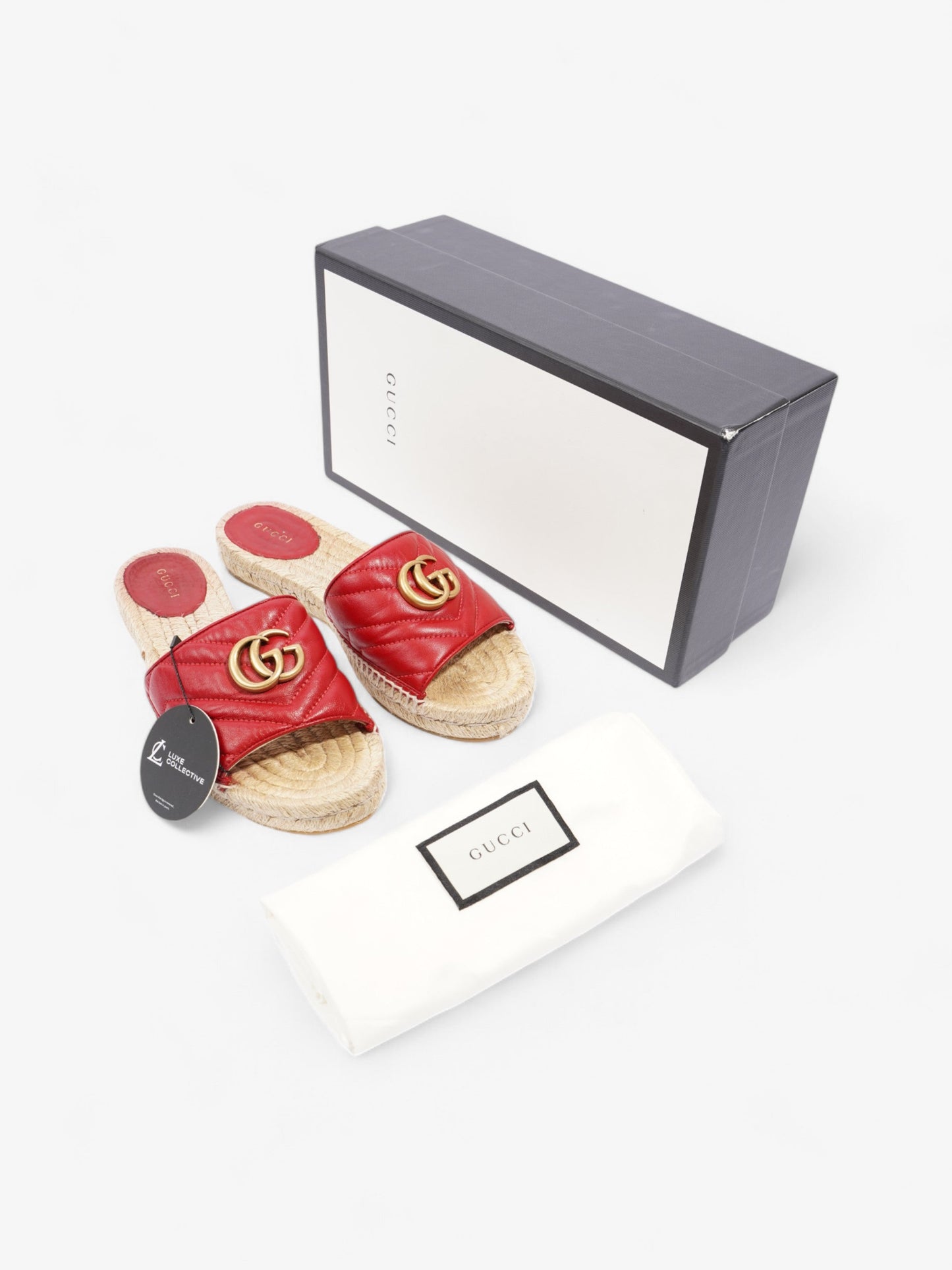 Gucci GG Marmont Espadrilles Red Leather EU 38 UK 5