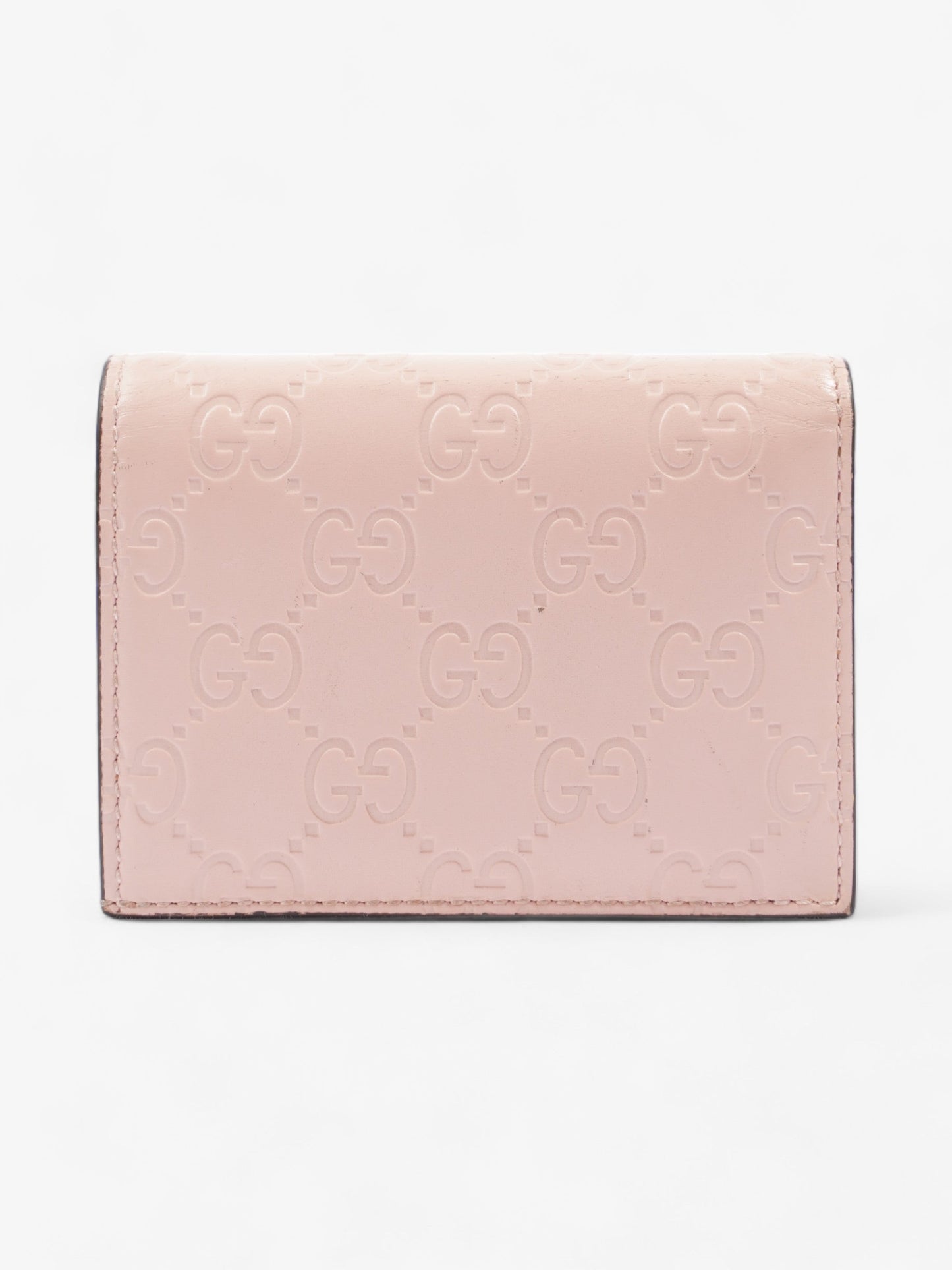 Gucci Signature Crystal Cat Wallet Card Holder Candy Pink Leather