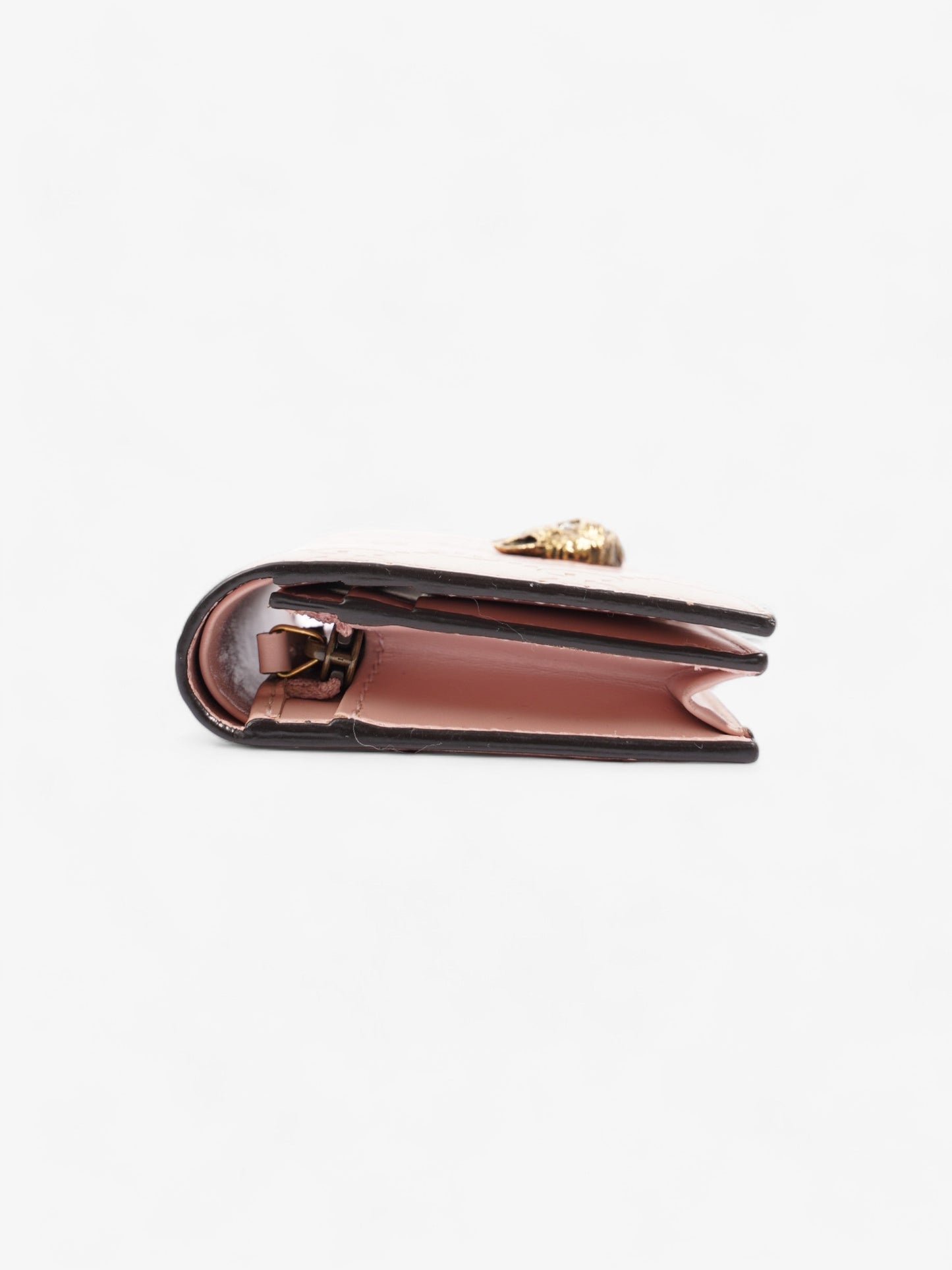 Gucci Signature Crystal Cat Wallet Card Holder Candy Pink Leather