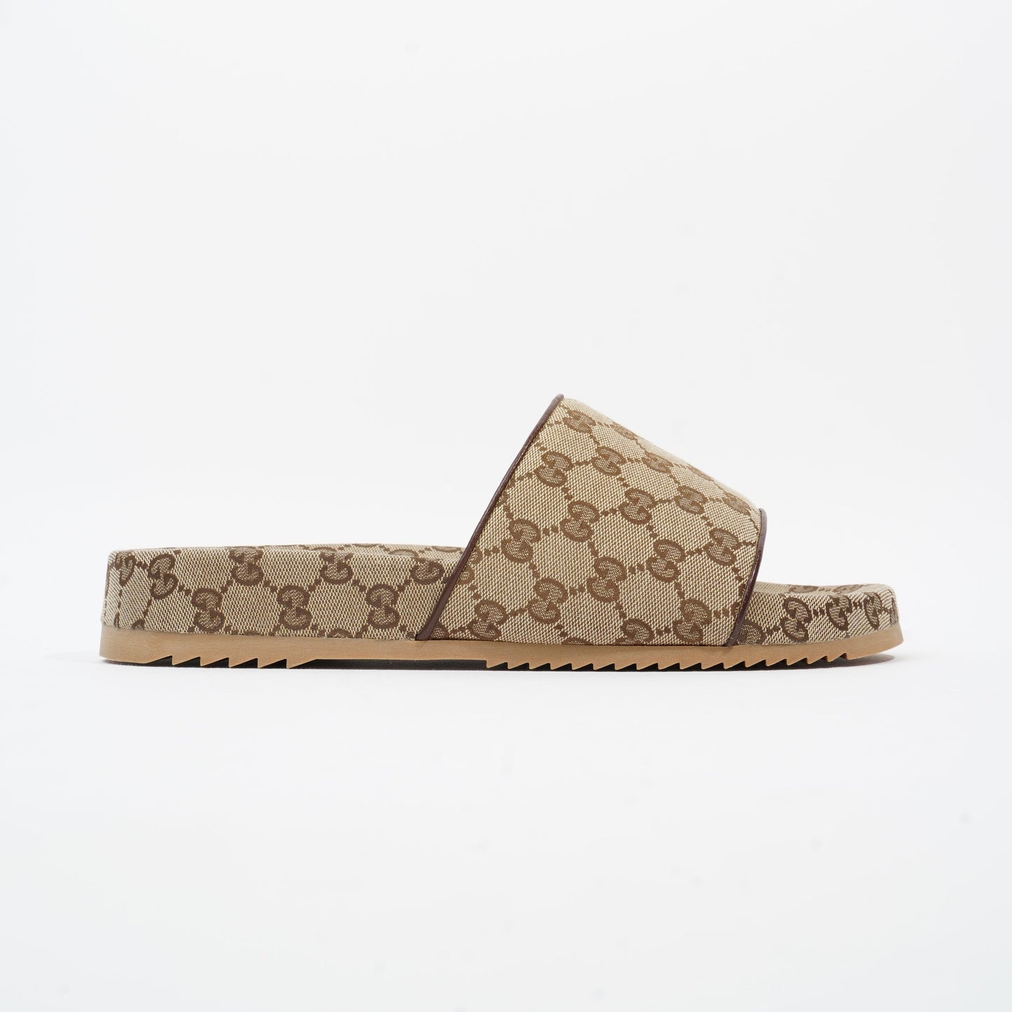 Gucci Sideline GG Slides Beige / Brown Logo Print Canvas EU 45 UK 11