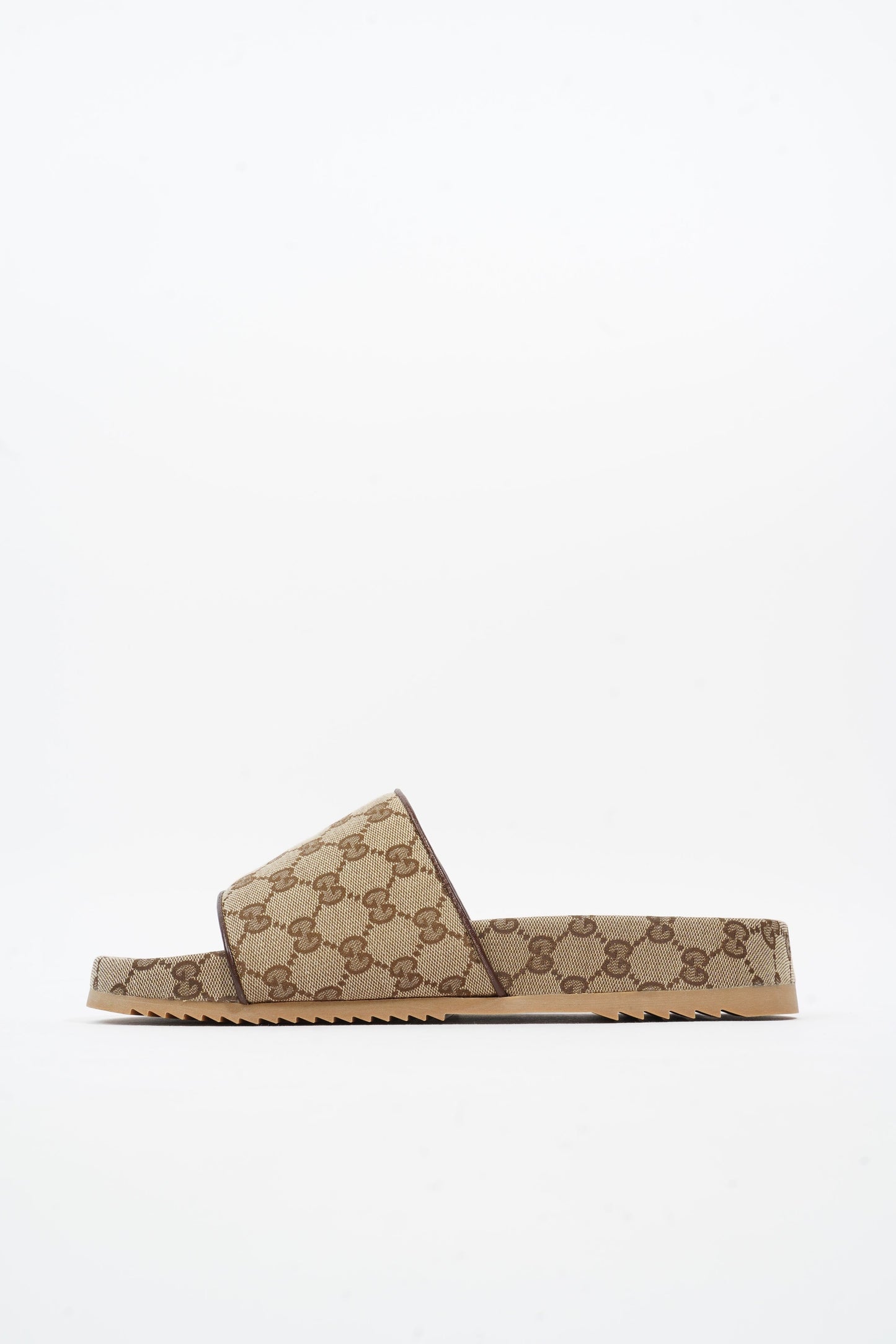 Gucci Sideline GG Slides Beige / Brown Logo Print Canvas EU 45 UK 11