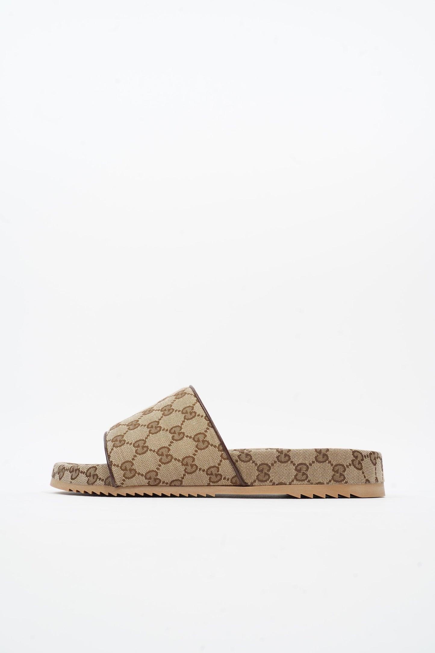 Gucci Sideline GG Slides Beige / Brown Logo Print Canvas EU 45 UK 11