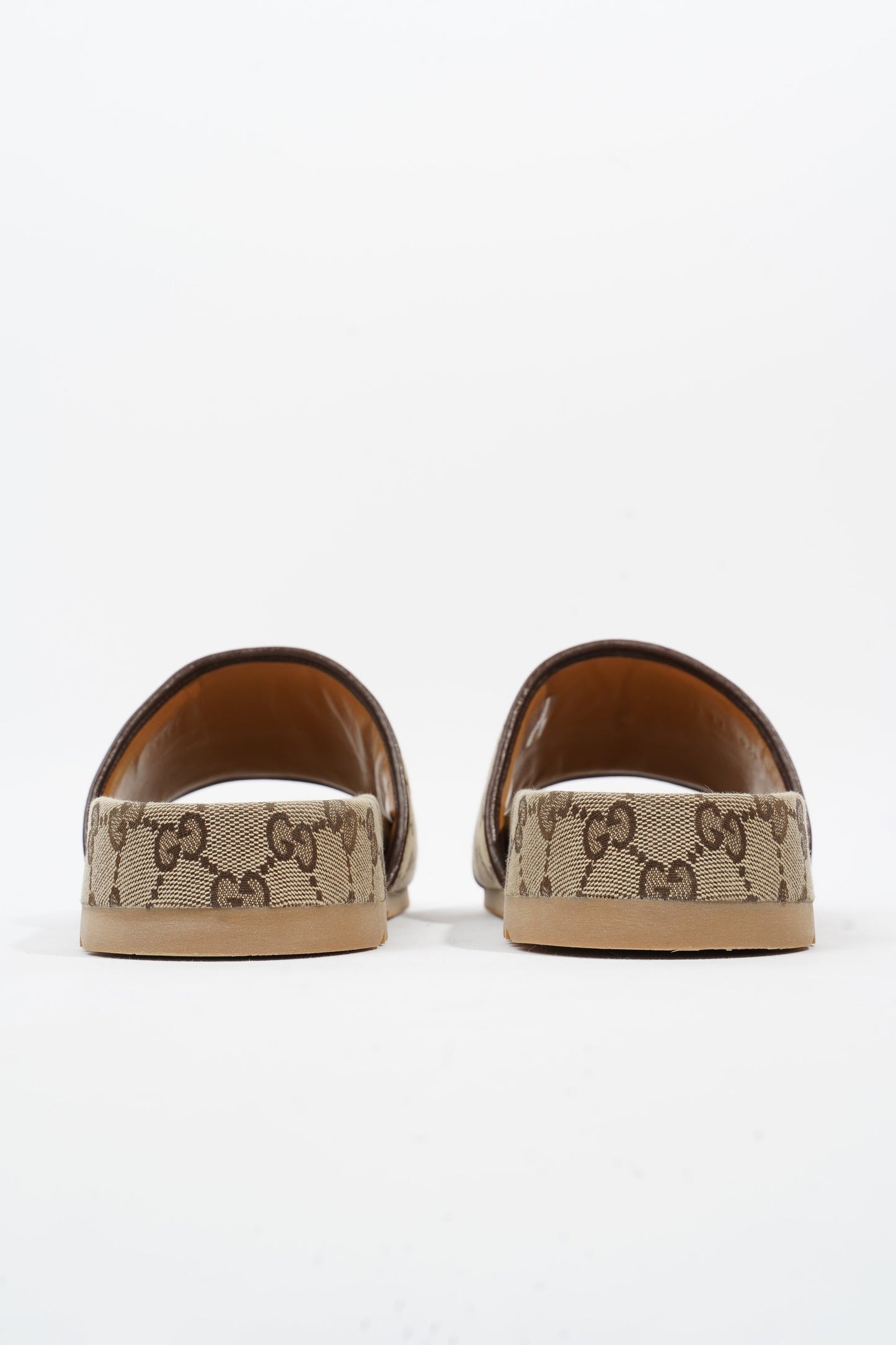 Gucci Sideline GG Slides Beige / Brown Logo Print Canvas EU 45 UK 11