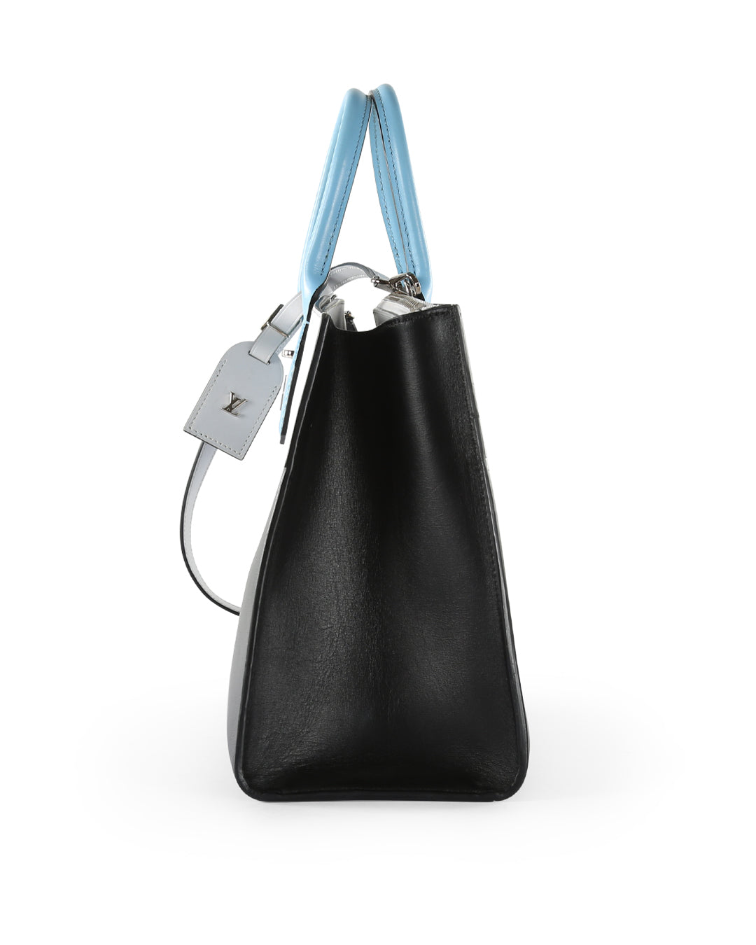 LOUIS VUITTON Black & Blue Calfskin Leather City Steamer MM Bag