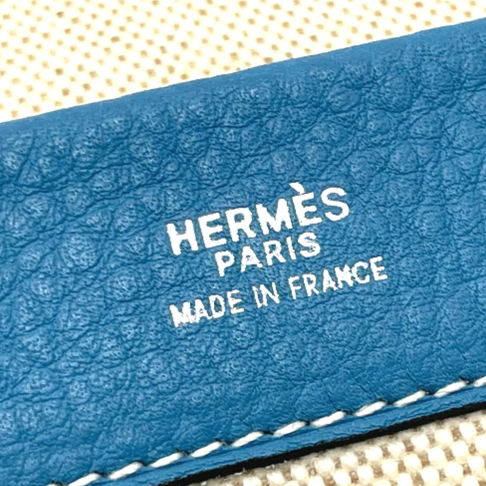 HERMES Clutch bag Toile Ash / Taurillon Clemence blue Equi Pouch Women Used