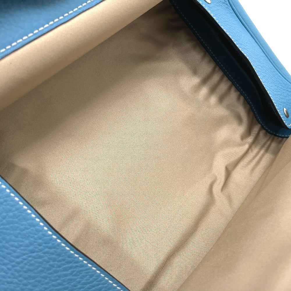 HERMES Clutch bag Toile Ash / Taurillon Clemence blue Equi Pouch Women Used