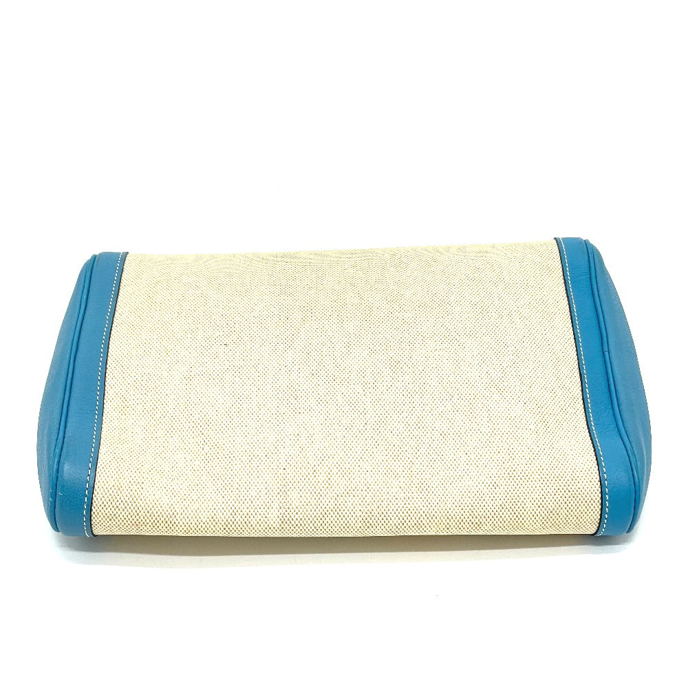 HERMES Clutch bag Toile Ash / Taurillon Clemence blue Equi Pouch Women Used