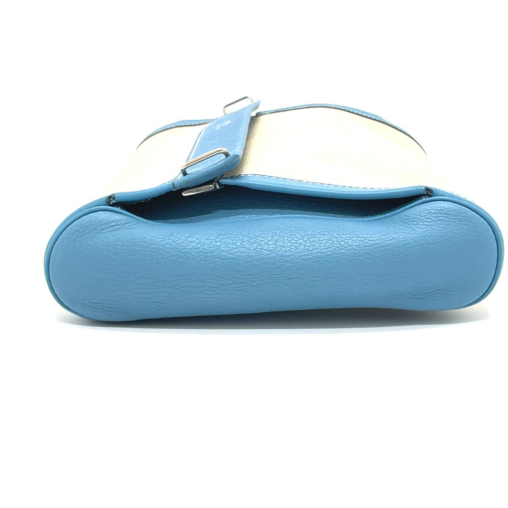 HERMES Clutch bag Toile Ash / Taurillon Clemence blue Equi Pouch Women Used