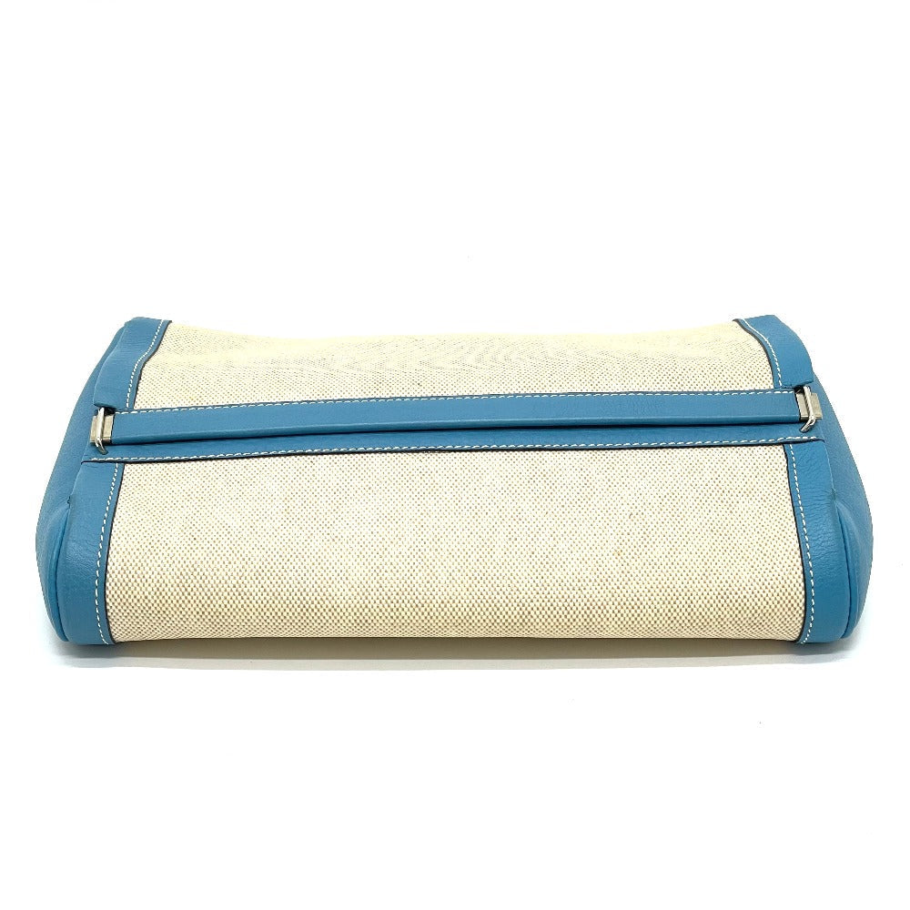 HERMES Clutch bag Toile Ash / Taurillon Clemence blue Equi Pouch Women Used