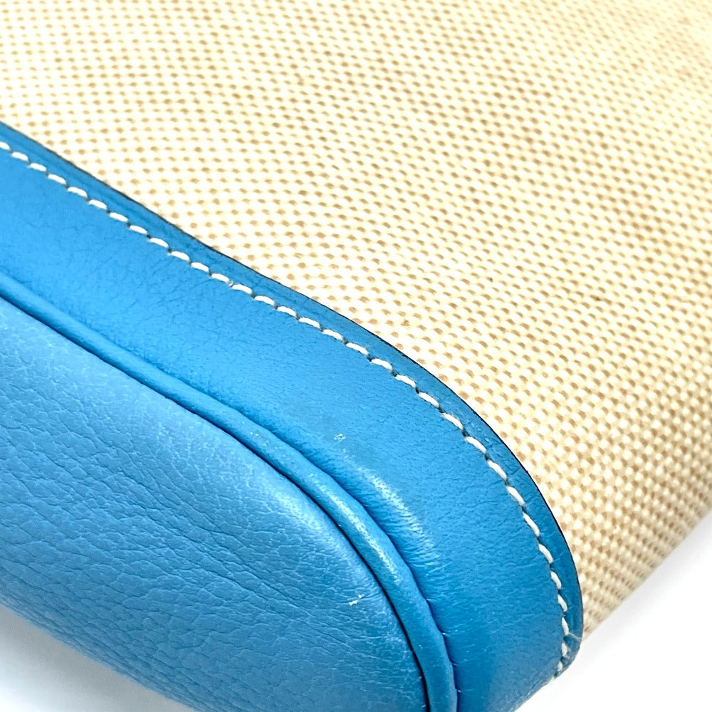 HERMES Clutch bag Toile Ash / Taurillon Clemence blue Equi Pouch Women Used
