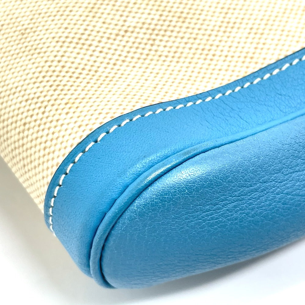 HERMES Clutch bag Toile Ash / Taurillon Clemence blue Equi Pouch Women Used