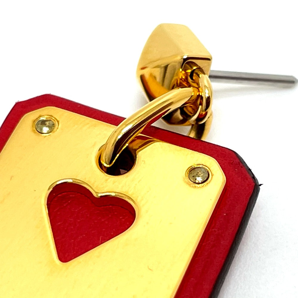 HERMES Pierce Gold Plated / Leather Red heart Asdukour PM Women Used
