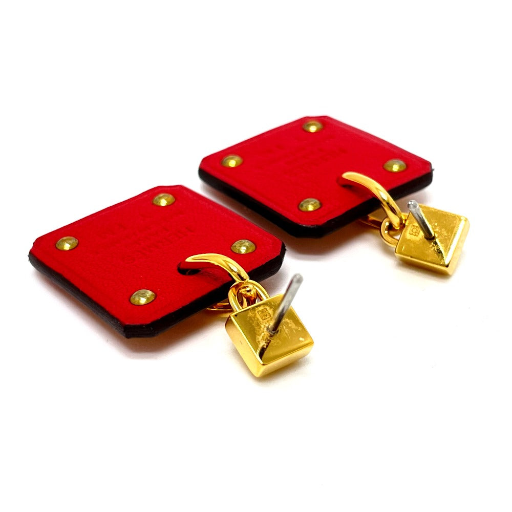 HERMES Pierce Gold Plated / Leather Red heart Asdukour PM Women Used
