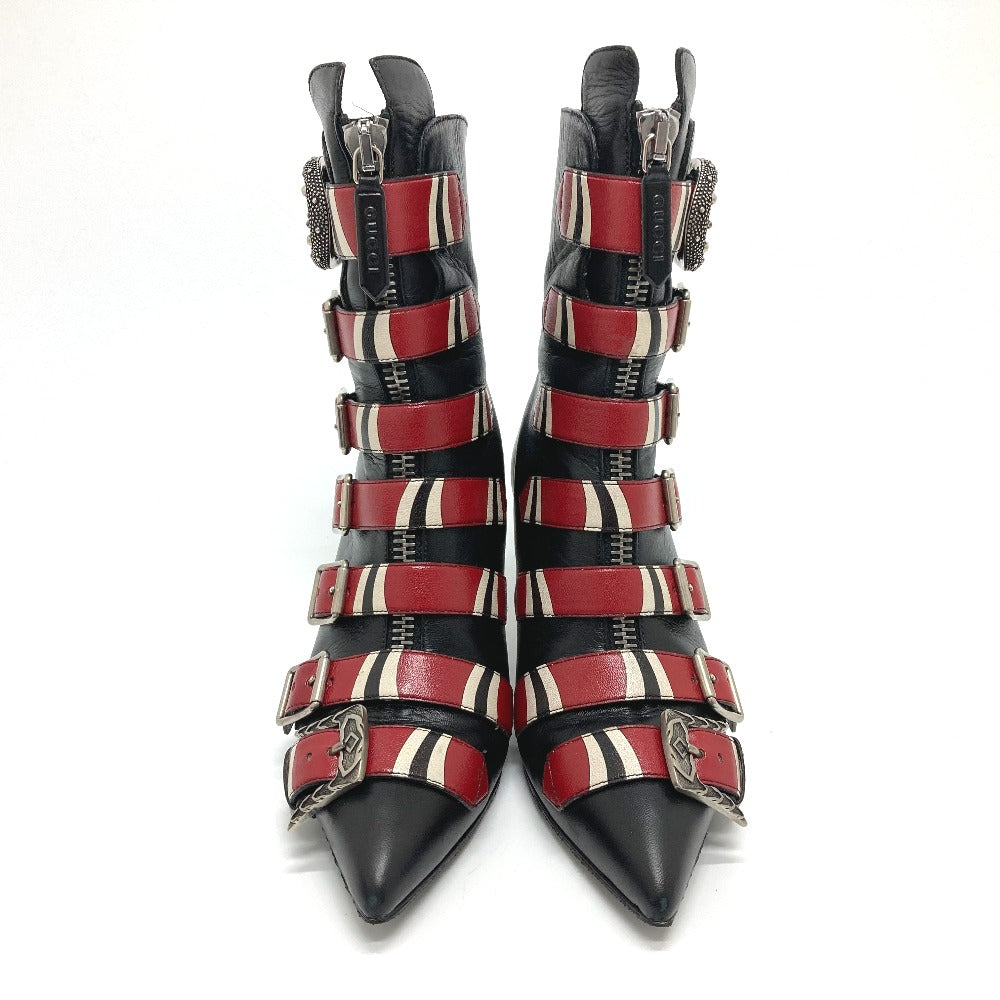 GUCCI boots 452915 leather Red x black shoes King Snake Women 35.5 Used