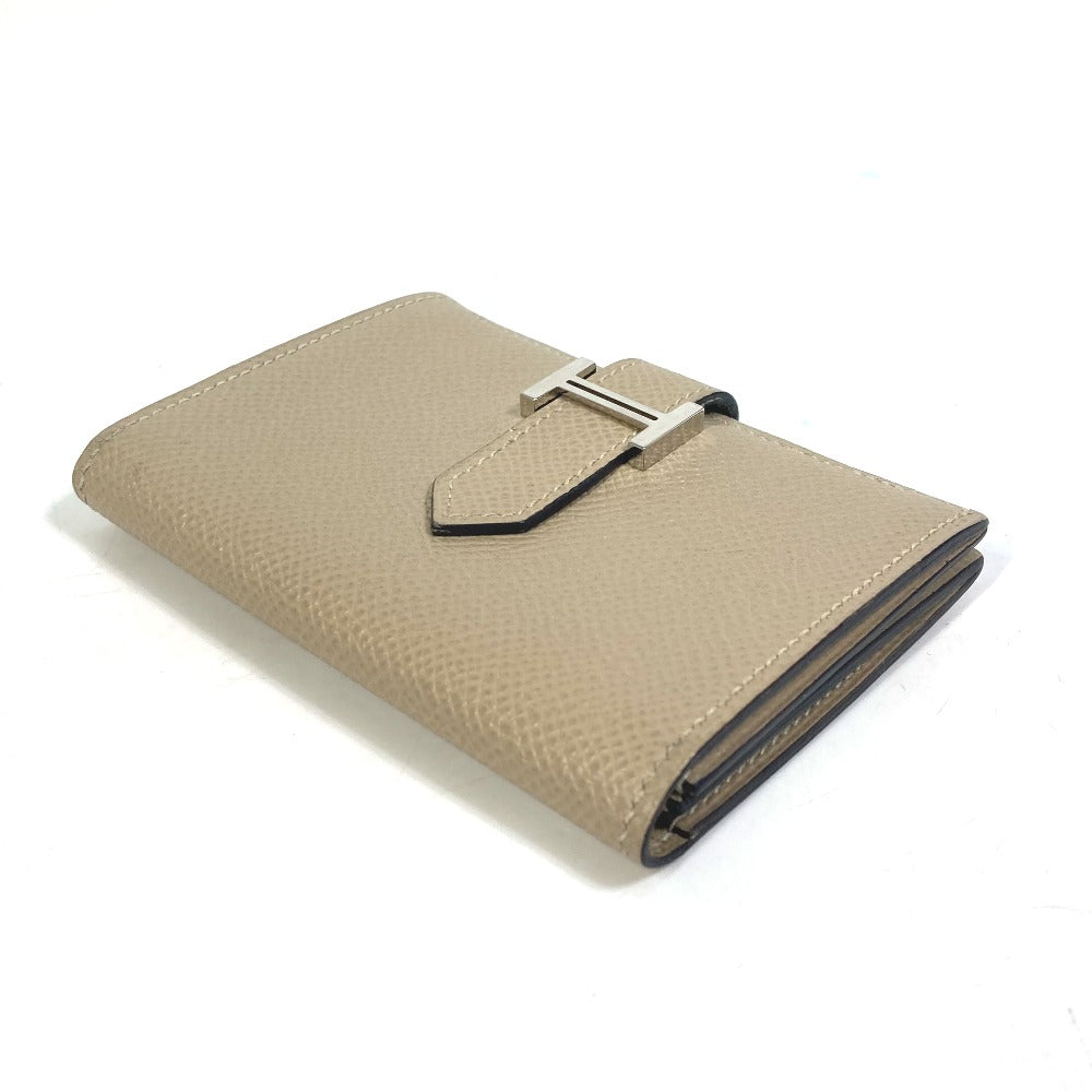 HERMES Card Case Epsom beige Two fold Bean mini unisex(Unisex) Used