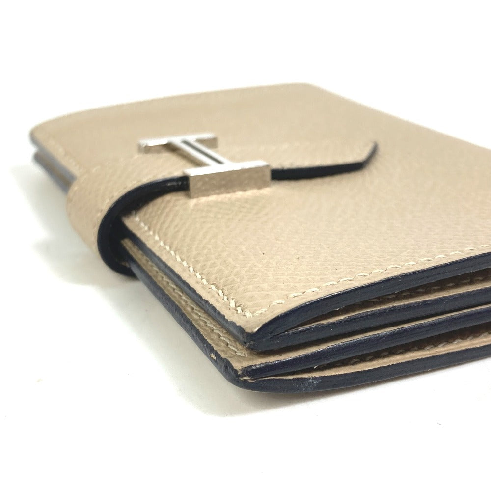 HERMES Card Case Epsom beige Two fold Bean mini unisex(Unisex) Used