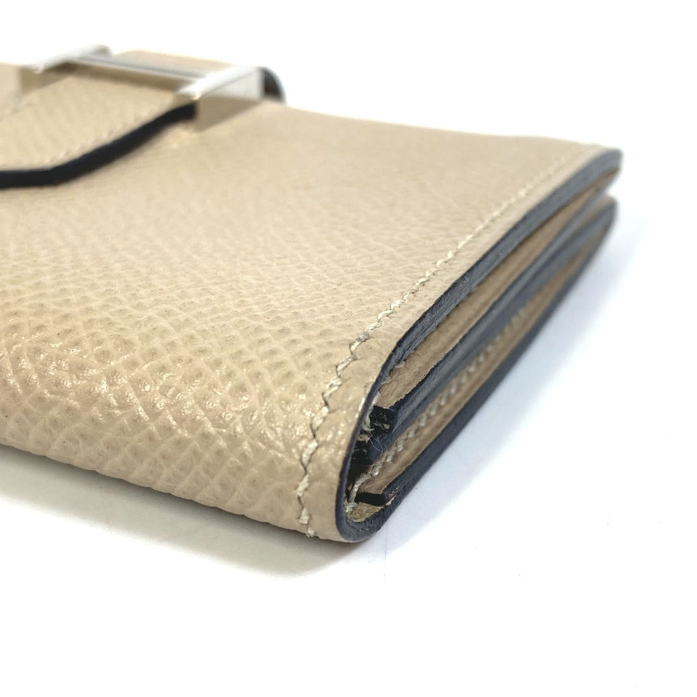 HERMES Card Case Epsom beige Two fold Bean mini unisex(Unisex) Used