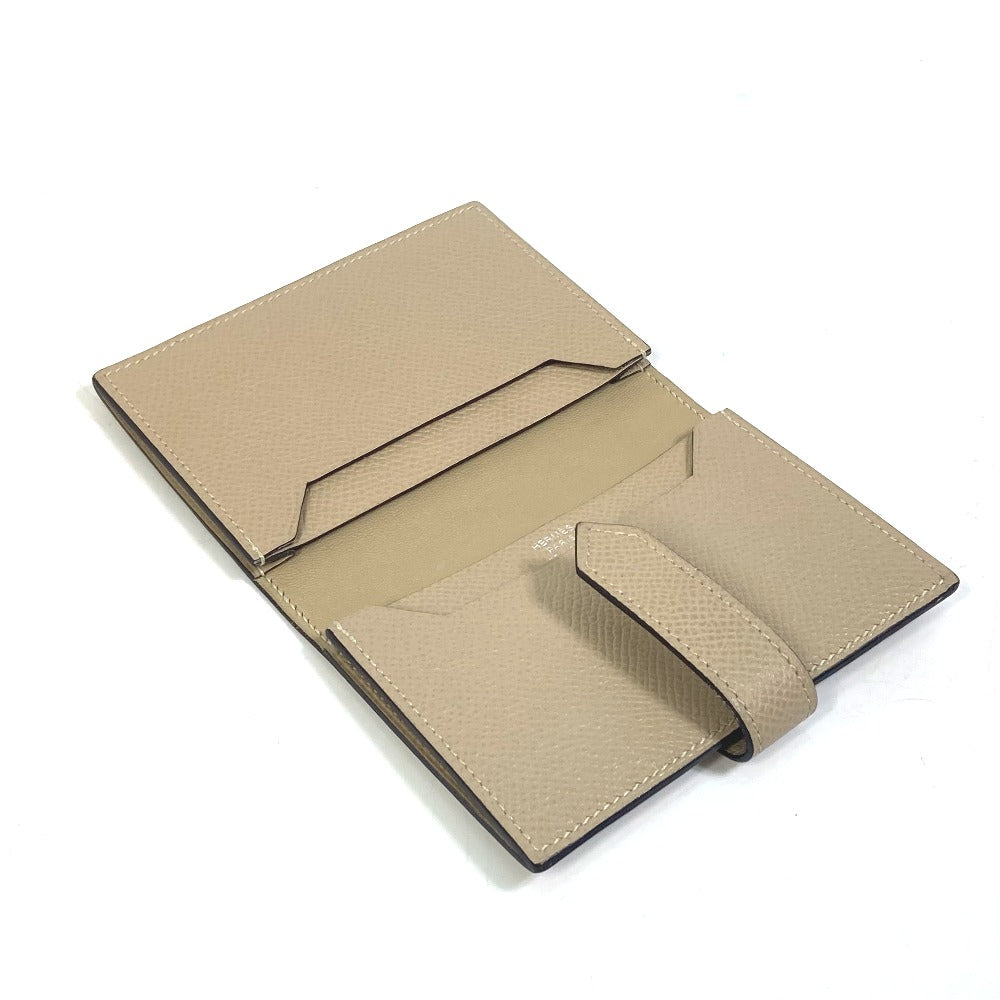 HERMES Card Case Epsom beige Two fold Bean mini unisex(Unisex) Used