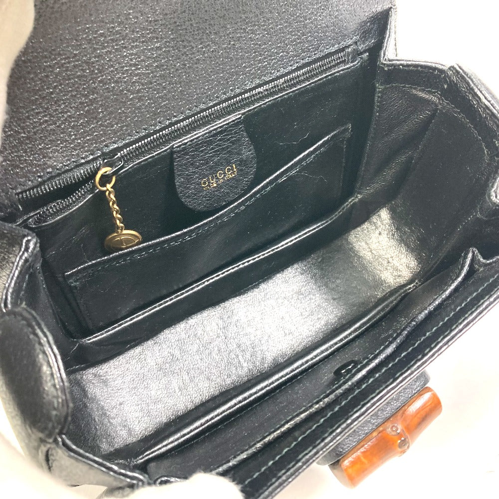 GUCCI Handbag 000.1014.0188 leather black Top handle Bamboo Women Secondhand