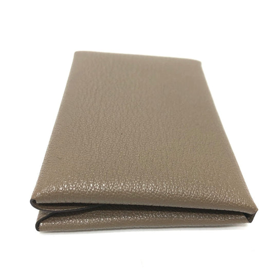 HERMES Card Case Chevre Misol Brown Calvi duo