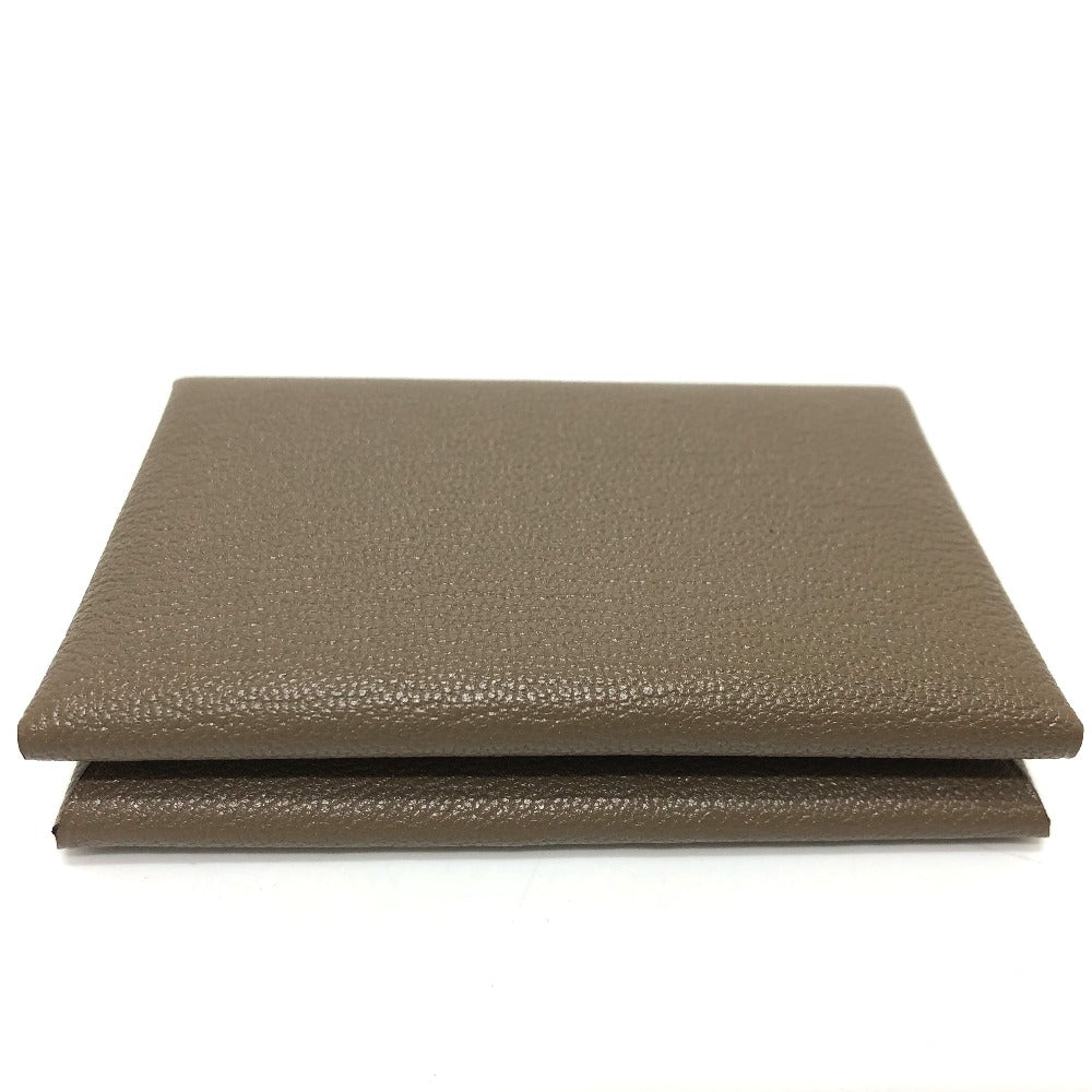 HERMES Card Case Chevre Misol Brown Calvi duo