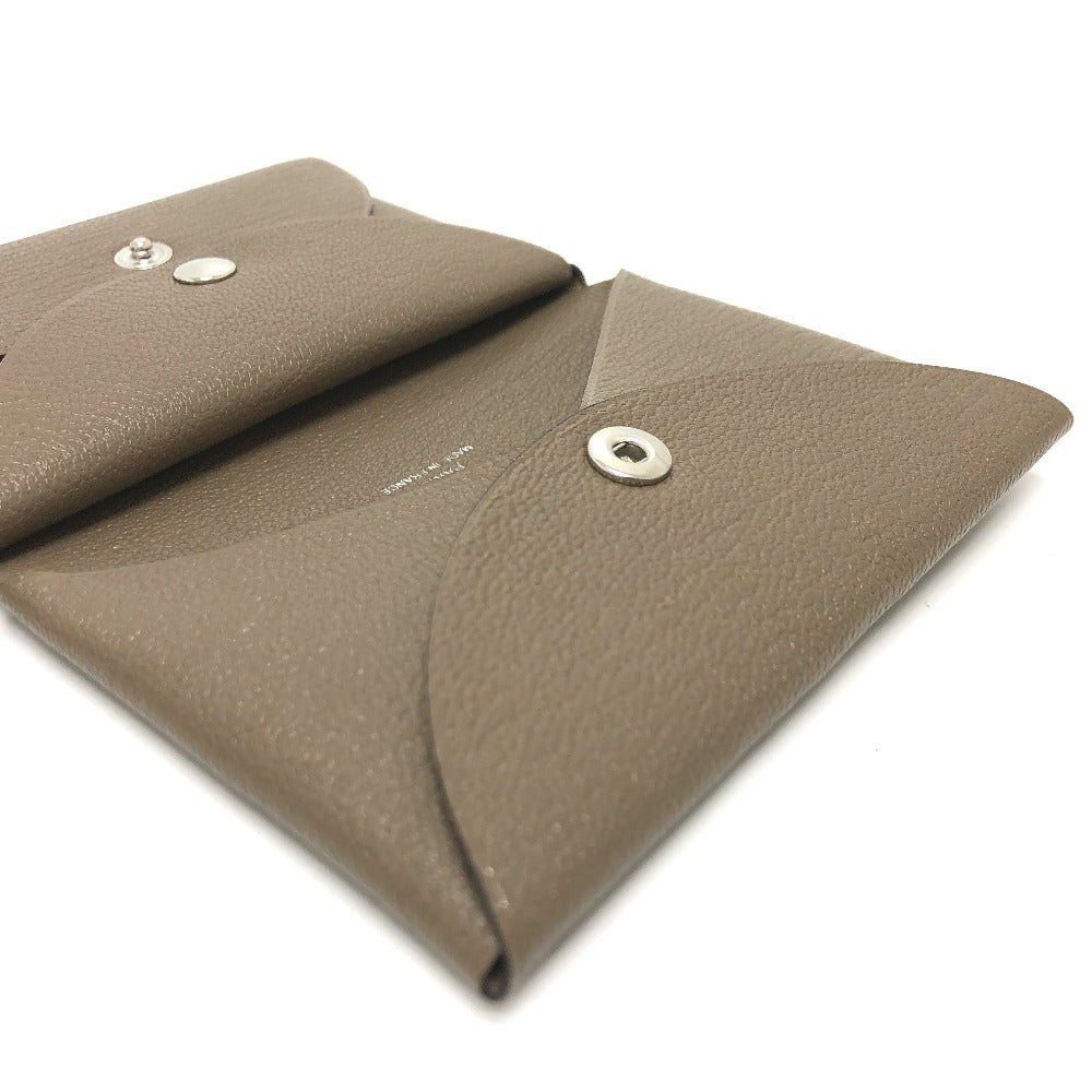HERMES Card Case Chevre Misol Brown Calvi duo