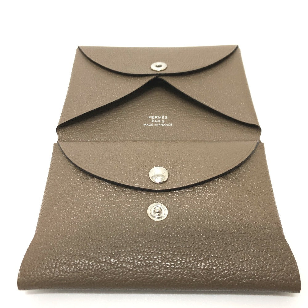 HERMES Card Case Chevre Misol Brown Calvi duo