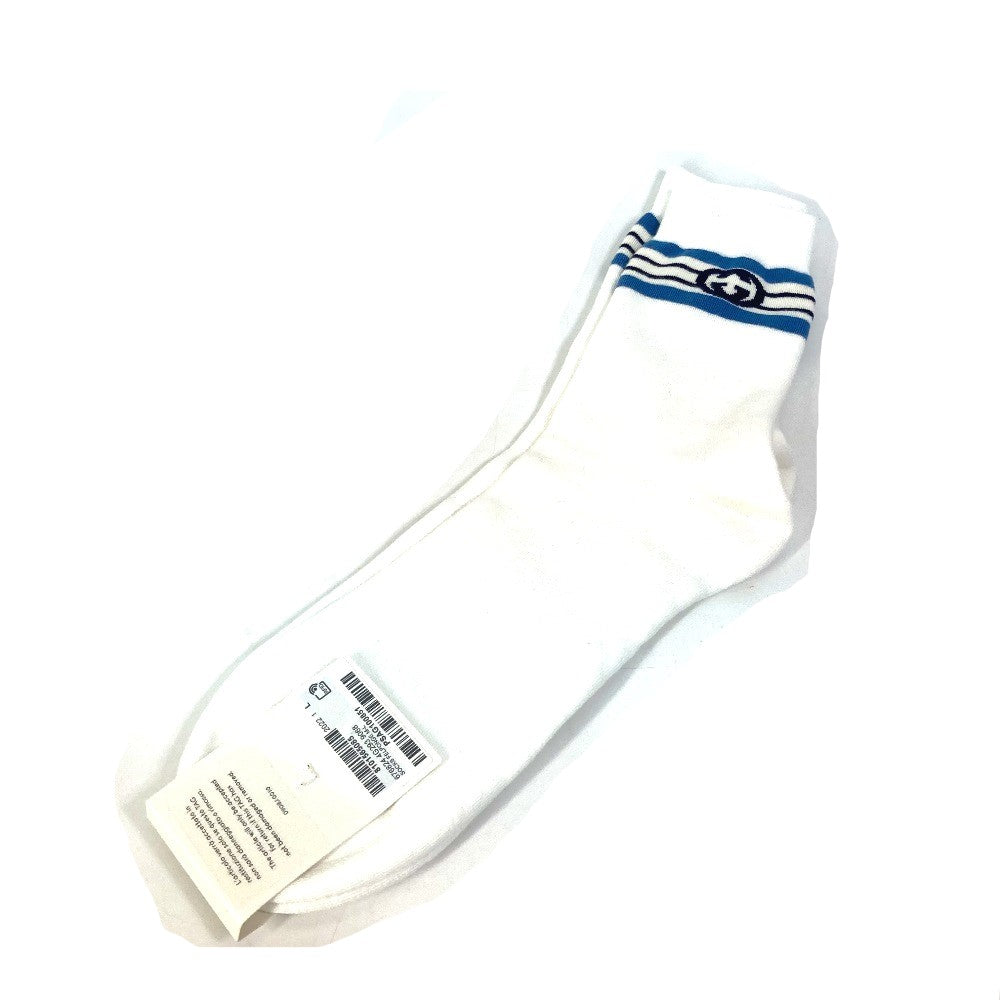 GUCCI socks cotton White x blue GG mens L/26�`28 Used