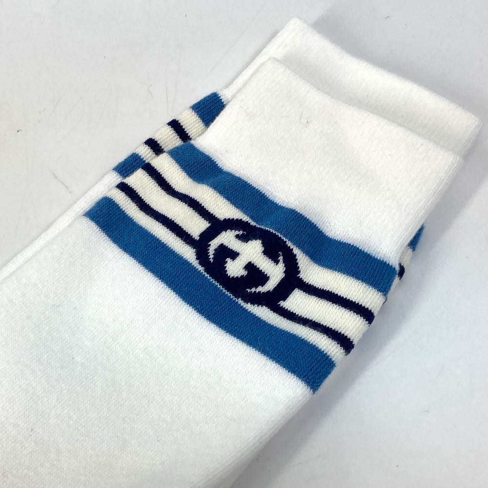 GUCCI socks cotton White x blue GG mens L/26�`28 Used