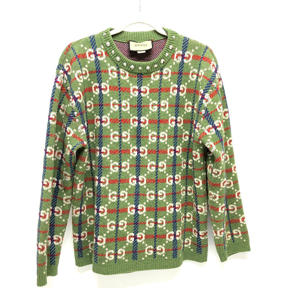 GUCCI sweater 713571 wool green GG Studs