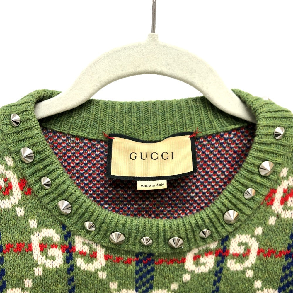 GUCCI sweater 713571 wool green GG Studs