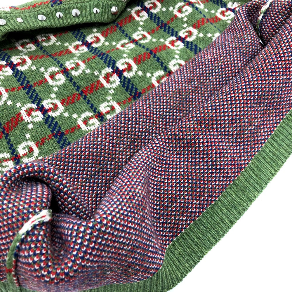 GUCCI sweater 713571 wool green GG Studs