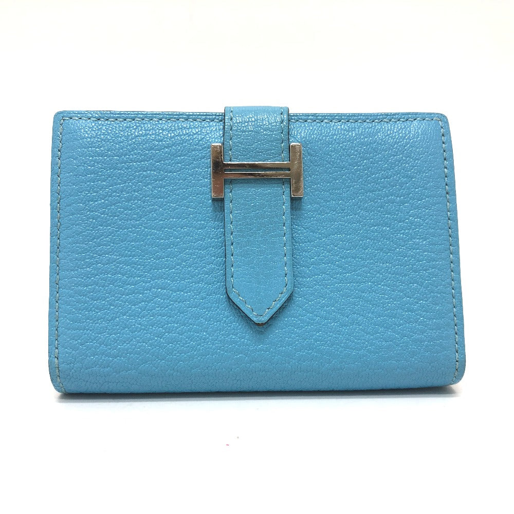 HERMES Card Case Shave Luco Romandel blue bearn mini compact Women Used