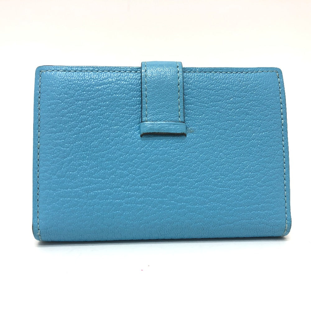 HERMES Card Case Shave Luco Romandel blue bearn mini compact Women Used