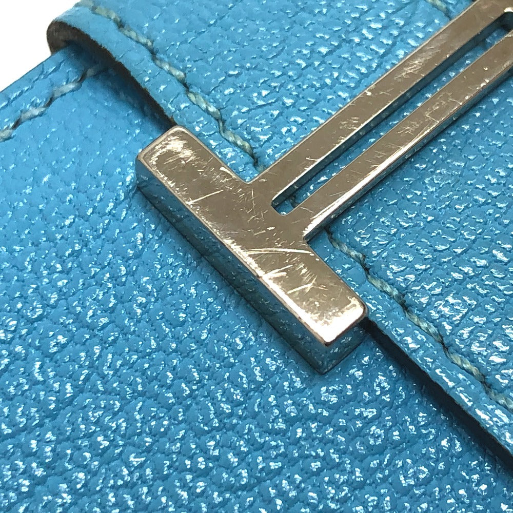 HERMES Card Case Shave Luco Romandel blue bearn mini compact Women Used