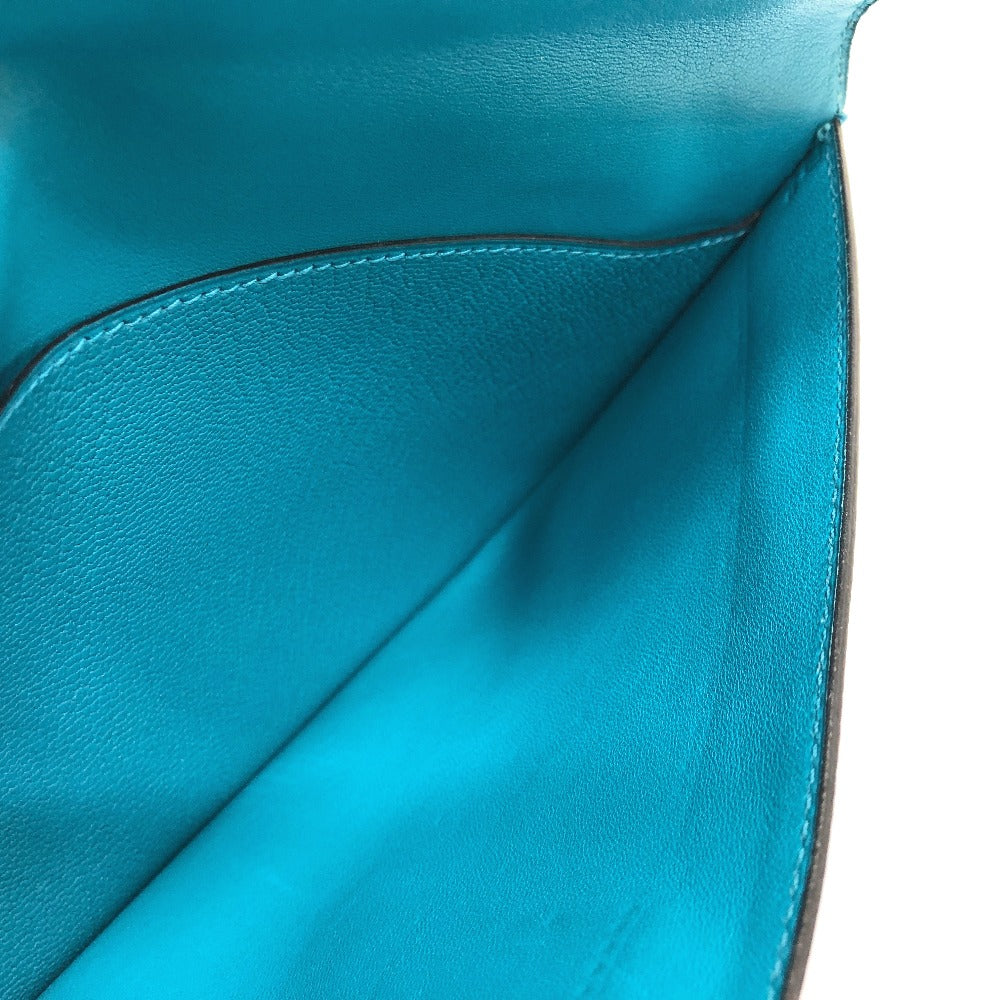 HERMES Pouch Chevre Misol Blue gene Stopper Chene Dunkle Women Used