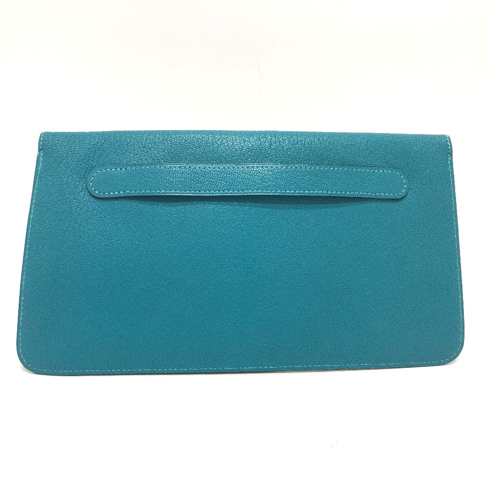 HERMES Pouch Chevre Misol Blue gene Stopper Chene Dunkle Women Used