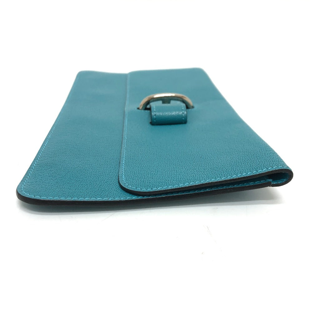 HERMES Pouch Chevre Misol Blue gene Stopper Chene Dunkle Women Used