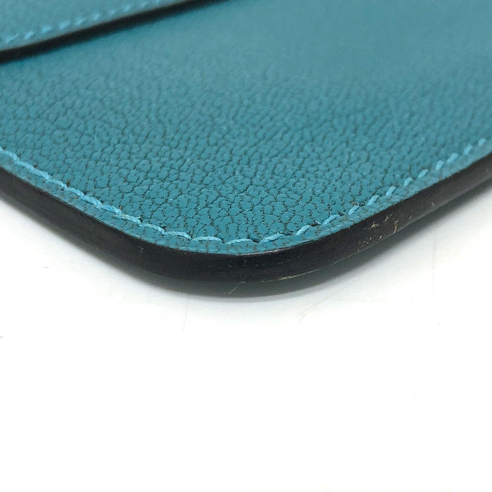 HERMES Pouch Chevre Misol Blue gene Stopper Chene Dunkle Women Used