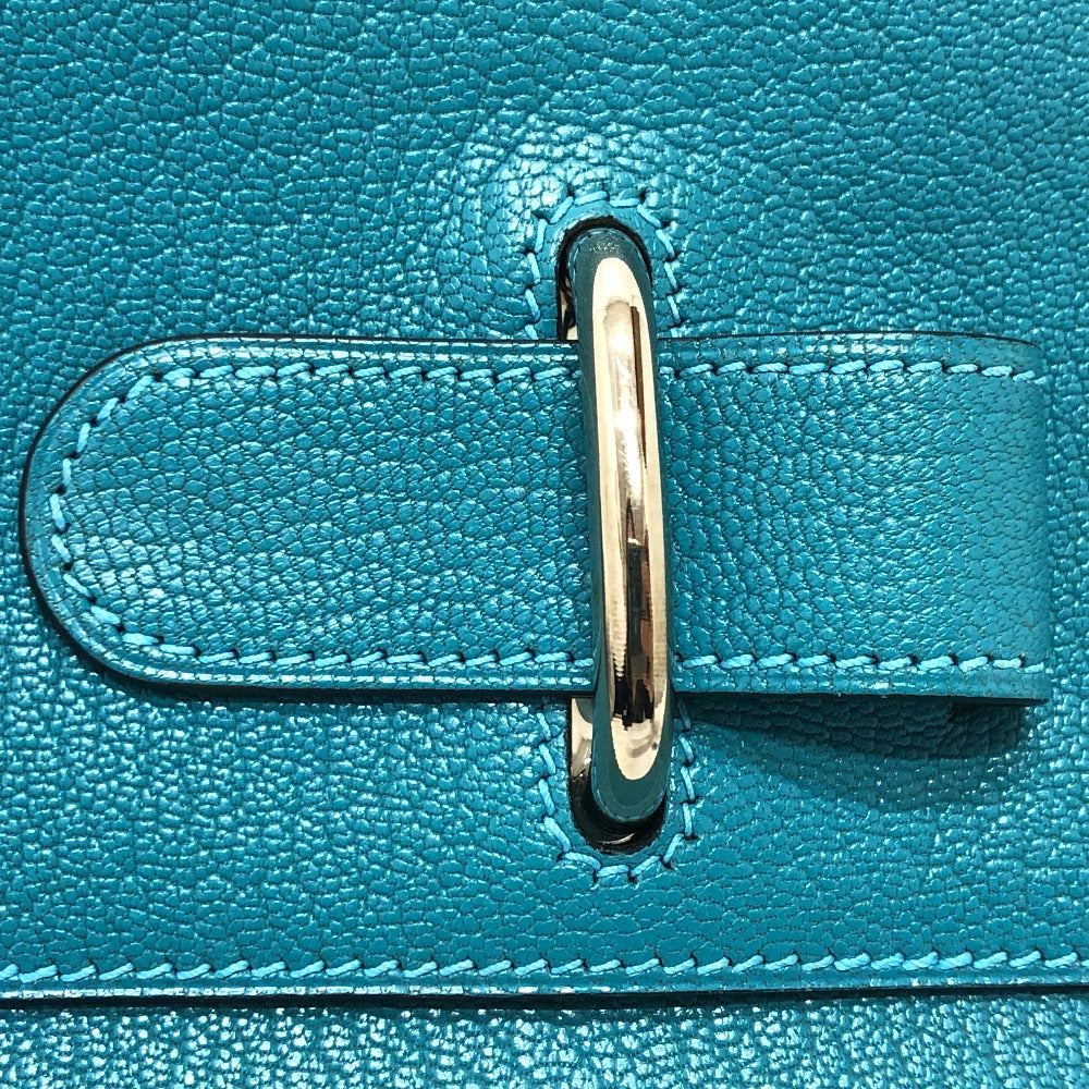 HERMES Pouch Chevre Misol Blue gene Stopper Chene Dunkle Women Used