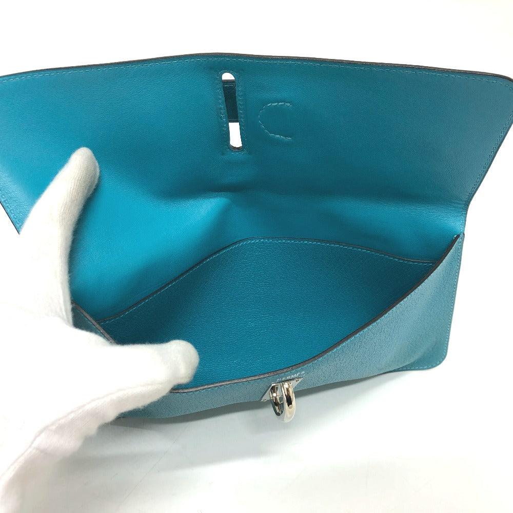 HERMES Pouch Chevre Misol Blue gene Stopper Chene Dunkle Women Used