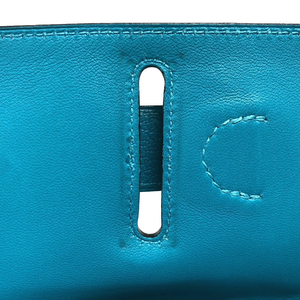HERMES Pouch Chevre Misol Blue gene Stopper Chene Dunkle Women Used